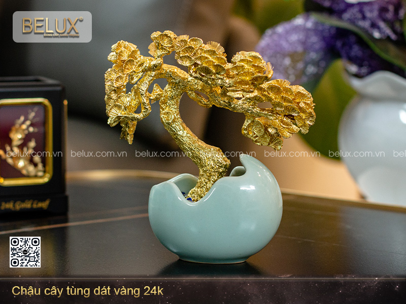 Chậu Cây Tùng Dát Vàng 24k