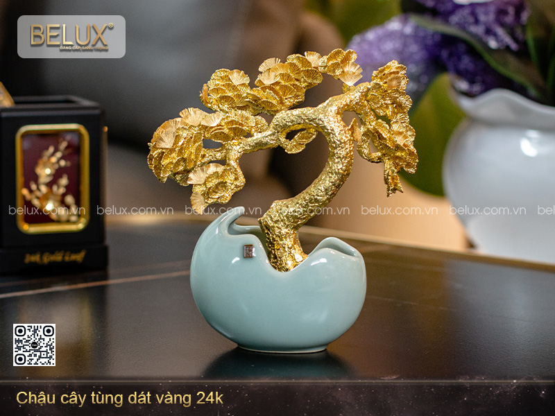Chậu Cây Tùng Dát Vàng 24k
