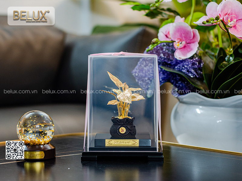 Chậu cây phú quý dát vàng 24k