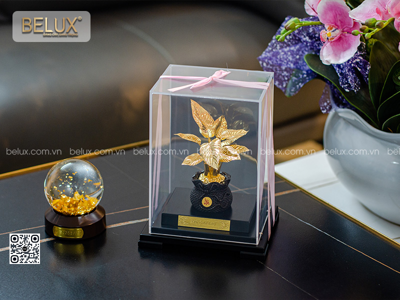 Chậu cây phú quý dát vàng 24k