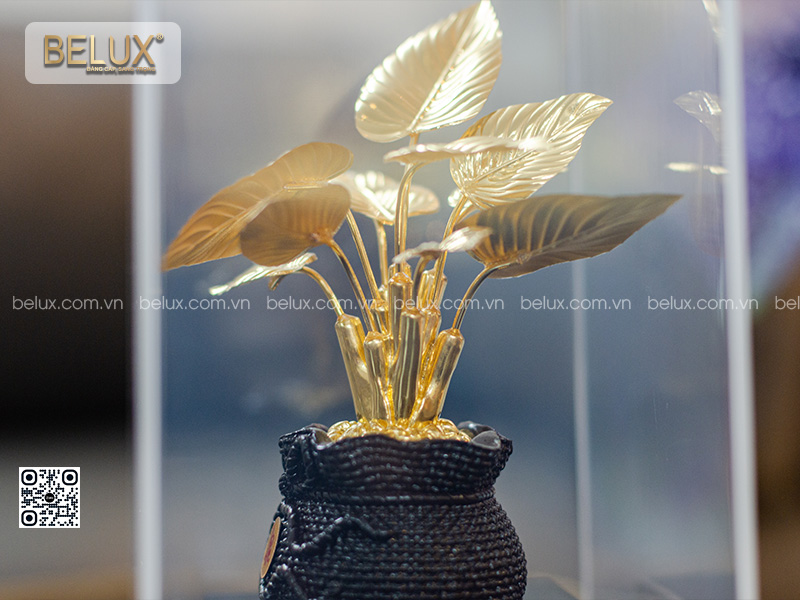 Chậu cây phú quý dát vàng 24k
