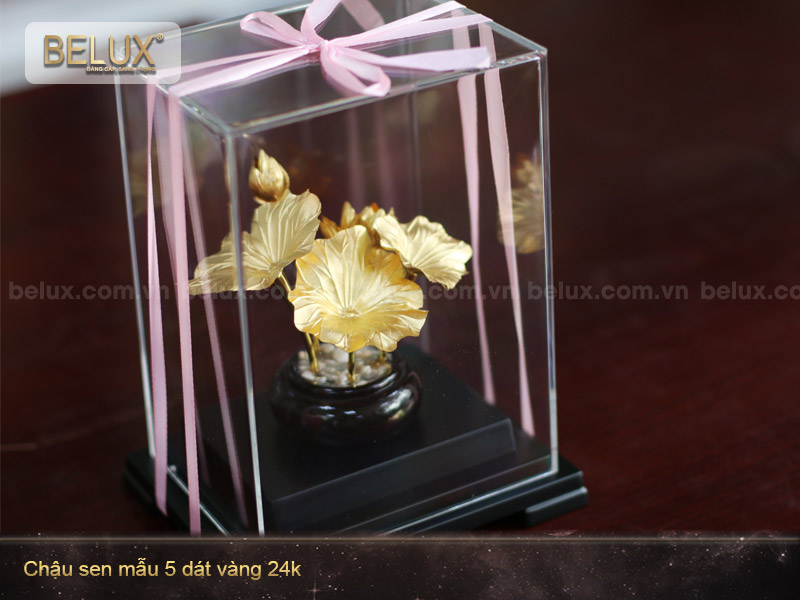 Chậu Hoa Sen dát vàng 24k mẫu 5