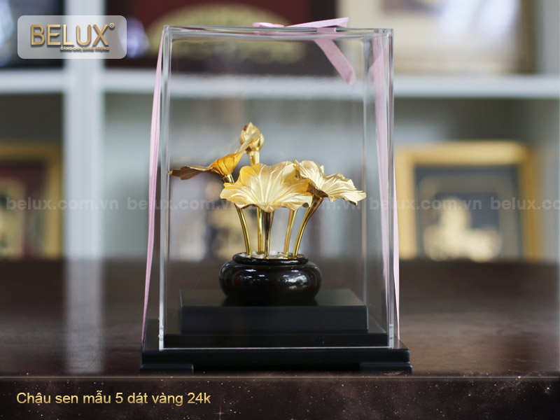 Chậu Hoa Sen dát vàng 24k mẫu 5