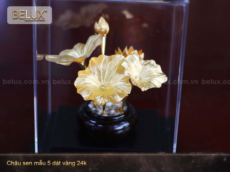 Chậu Hoa Sen dát vàng 24k mẫu 5