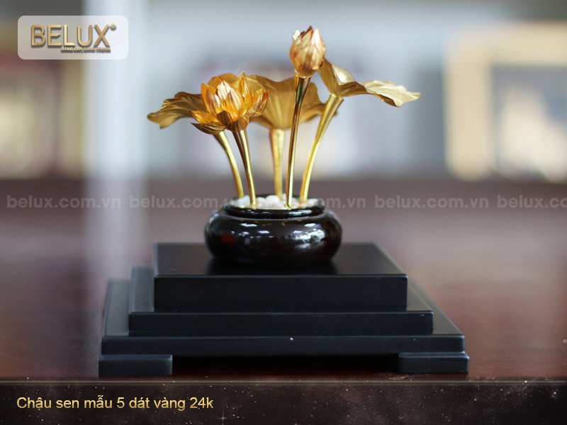 Chậu Hoa Sen dát vàng 24k mẫu 5