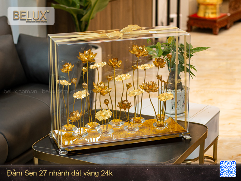 Hồ sen dát vàng 24K 27 nhánh