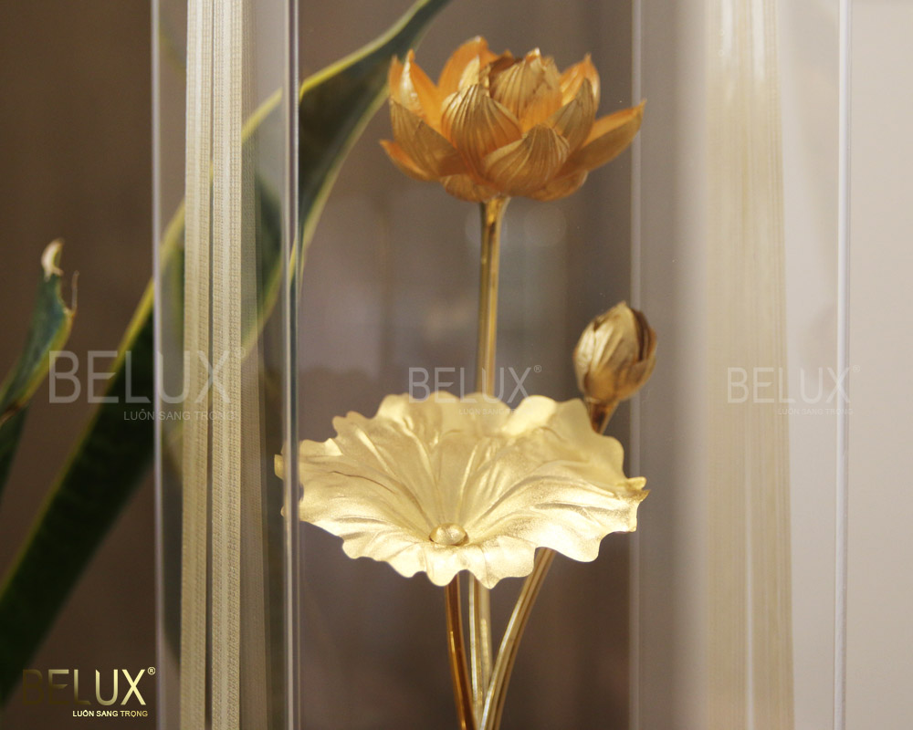 Bình hoa sen dát vàng 24k 15x13x40cm