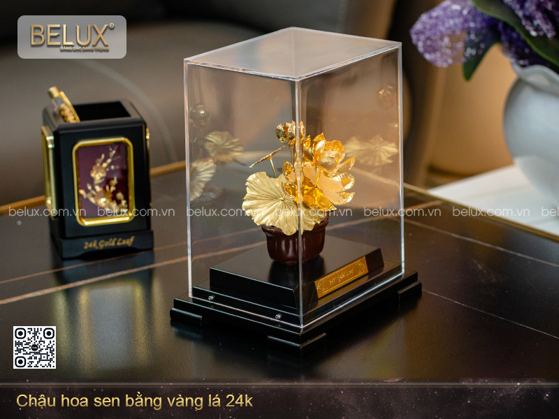 Chậu Hoa Sen Bằng Vàng Lá 24k – Quốc Hoa Tỏa Sáng Vẻ Đẹp Vĩnh Cửu