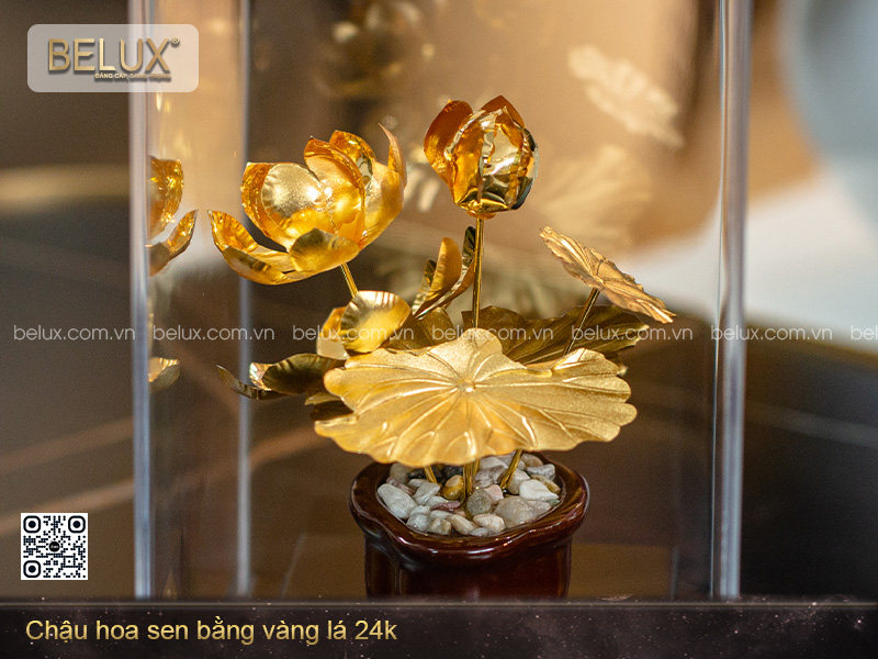 Chậu Hoa Sen Bằng Vàng Lá 24k – Quốc Hoa Tỏa Sáng Vẻ Đẹp Vĩnh Cửu