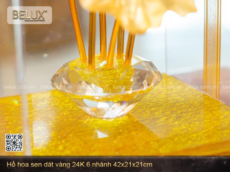 Bình Hoa Sen 6 Nhánh Dát Vàng 24k