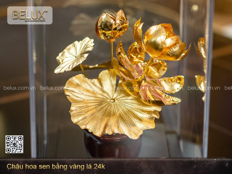 Chậu Hoa Sen Bằng Vàng Lá 24k – Quốc Hoa Tỏa Sáng Vẻ Đẹp Vĩnh Cửu