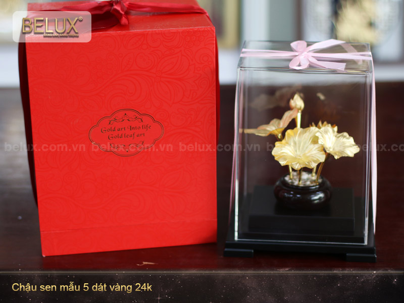 Chậu Hoa Sen dát vàng 24k mẫu 5