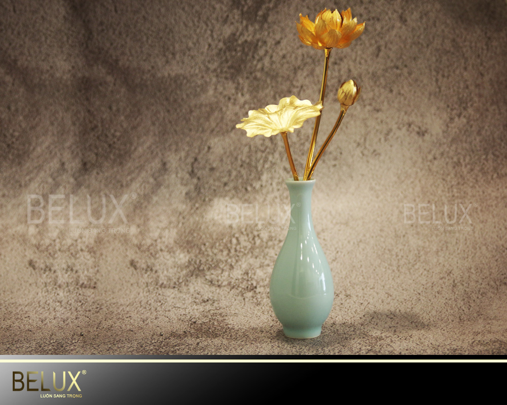 Lọ hoa sen dát vàng 24K 3 nhánh