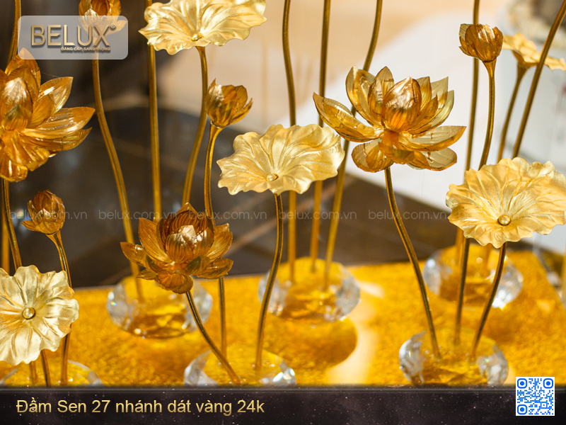 Hồ sen dát vàng 24K 27 nhánh