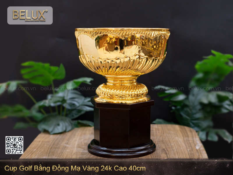 Cup Golf Bằng Đồng Mạ Vàng 24k Cao 40cm - TYC