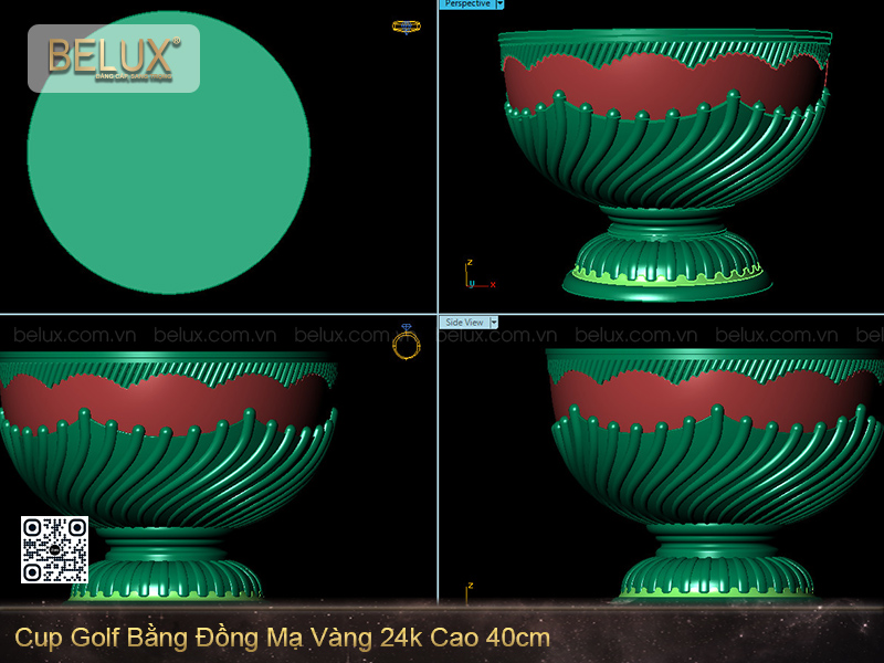Cup Golf Bằng Đồng Mạ Vàng 24k Cao 40cm - TYC