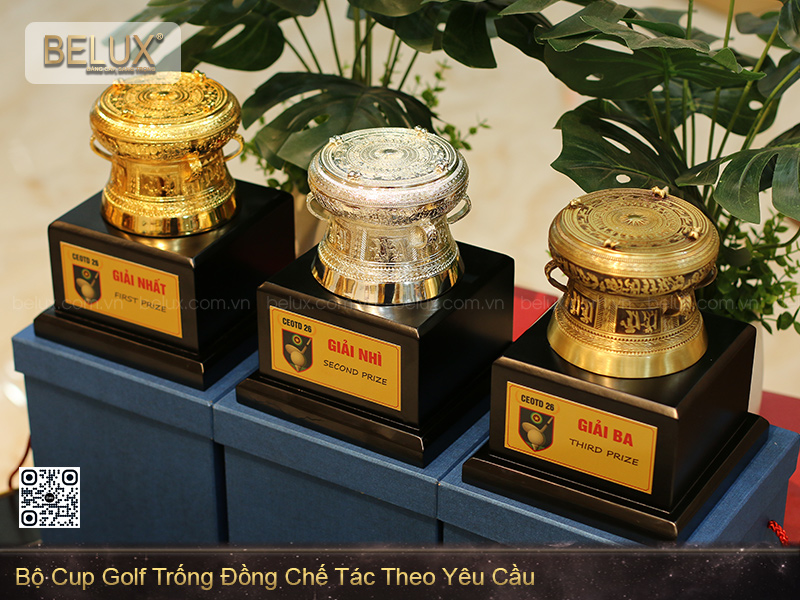 Bộ Cúp Golf Trống Đồng Chế Tác Theo Mẫu Yêu Cầu