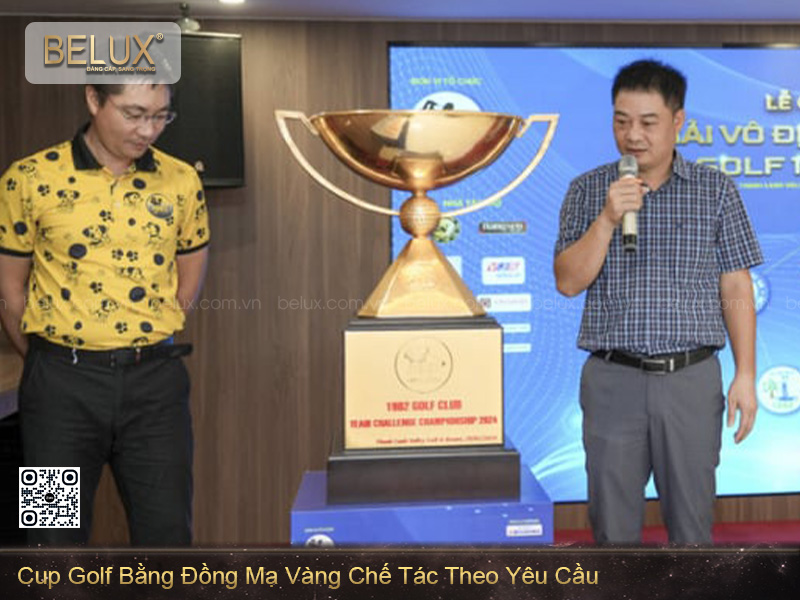 Cup Golf Bằng Đồng Mạ Vàng 24k Chế Tác Theo Yêu Cầu Cao 81cm