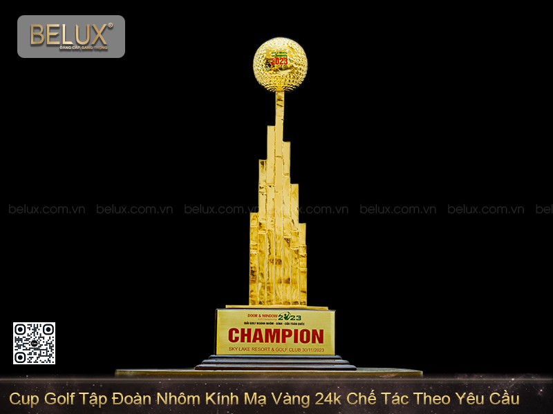 Cup Golf CLB Nhôm Kính Toàn Quốc Bằng Đồng Mạ Vàng 24k