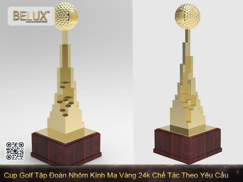 Cup Golf CLB Nhôm Kính Toàn Quốc Bằng Đồng Mạ Vàng 24k