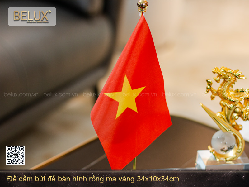 Đế Cắm Bút Để Bàn Hình Rồng Mạ Vàng