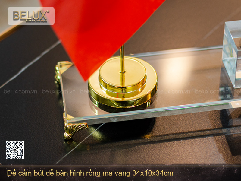 Đế Cắm Bút Để Bàn Hình Rồng Mạ Vàng