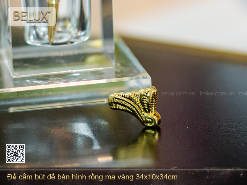 Đế Cắm Bút Để Bàn Hình Rồng Mạ Vàng