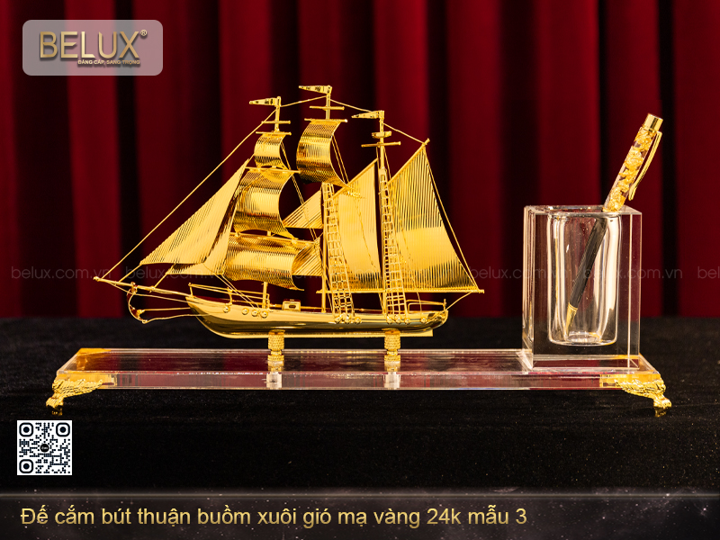 Đế Cắm Bút Thuận Buồm Xuôi Gió Mạ Vàng 24k Mẫu 3