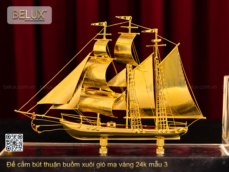 Đế Cắm Bút Thuận Buồm Xuôi Gió Mạ Vàng 24k Mẫu 3