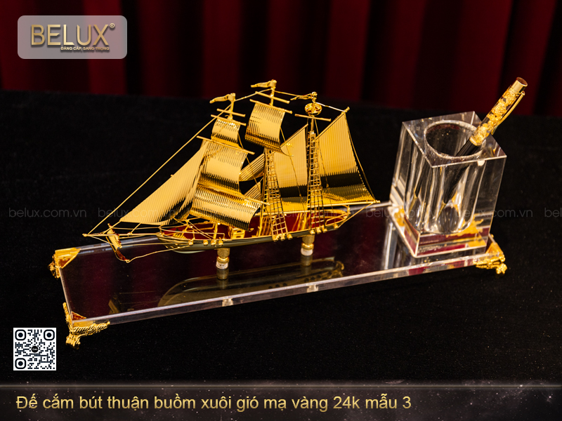 Đế Cắm Bút Thuận Buồm Xuôi Gió Mạ Vàng 24k Mẫu 3