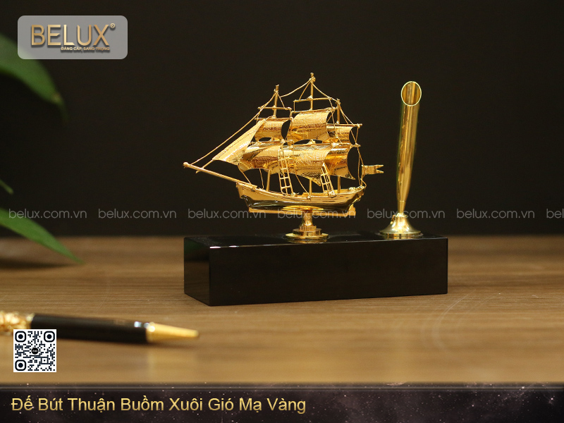 Đế bút Thuận buồm xuôi gió mạ vàng 24k