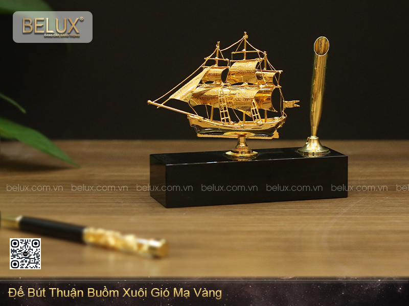 Đế bút Thuận buồm xuôi gió mạ vàng 24k