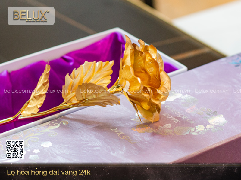 Lọ Hoa Hồng Dát Vàng 24k