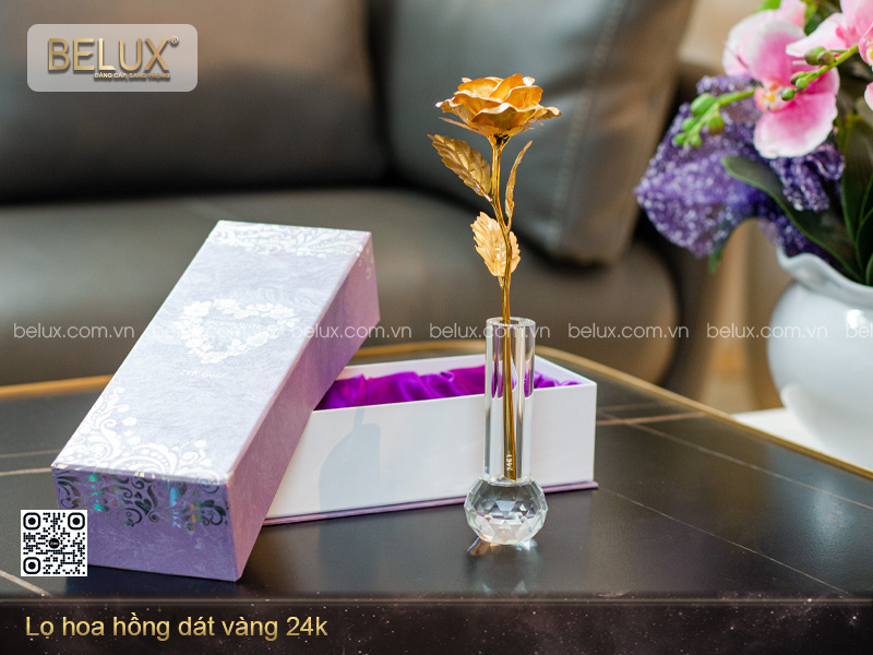 Lọ Hoa Hồng Dát Vàng 24k