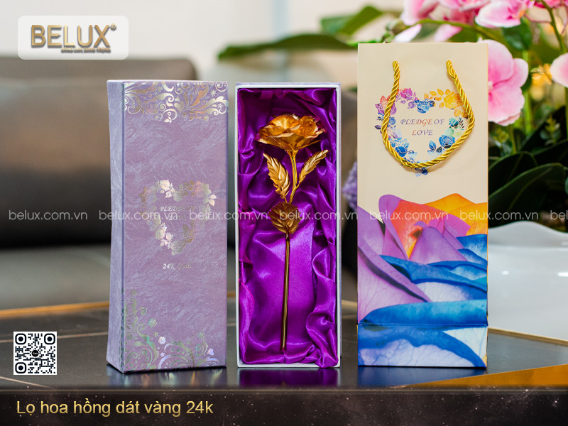 Lọ Hoa Hồng Dát Vàng 24k