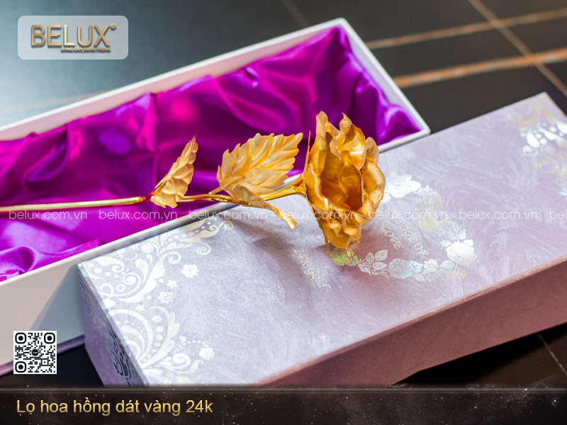 Lọ Hoa Hồng Dát Vàng 24k