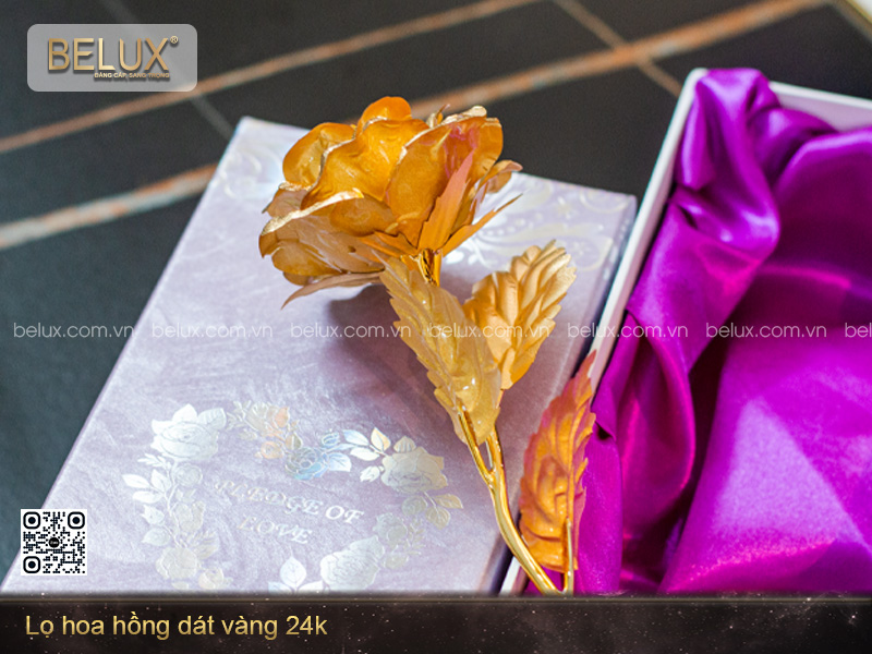 Lọ Hoa Hồng Dát Vàng 24k