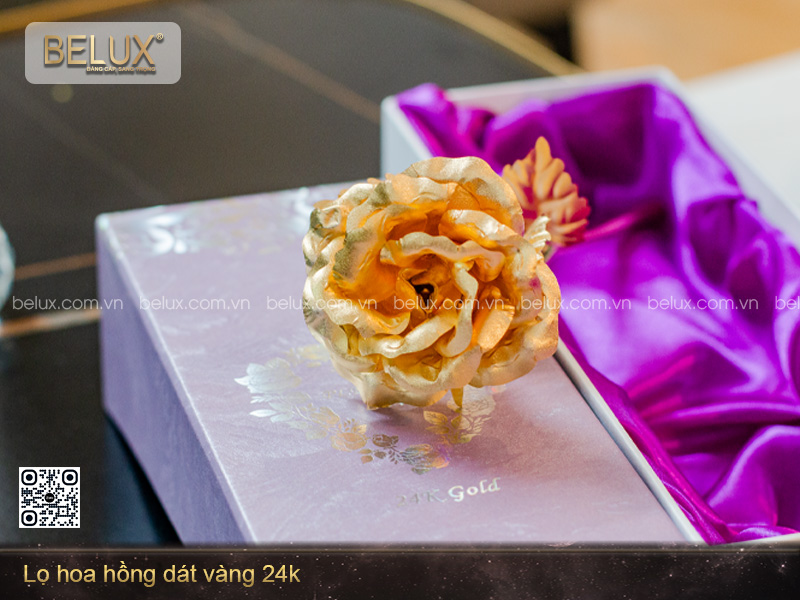 Lọ Hoa Hồng Dát Vàng 24k