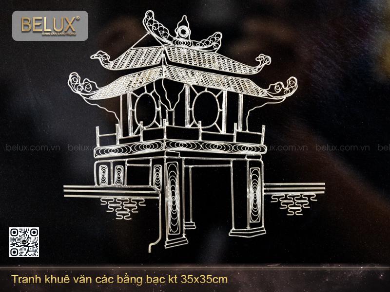Tranh Khuê Văn Các Bằng Bạc KT 35 X 35cm
