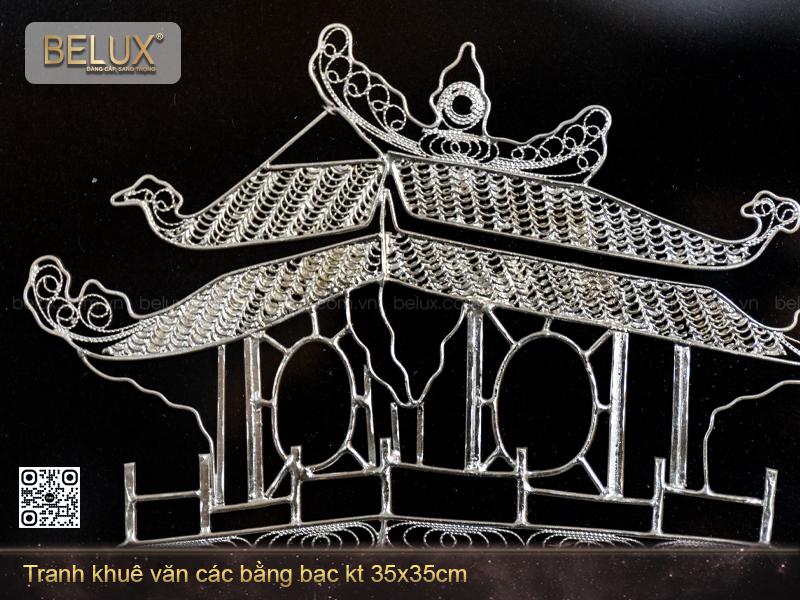 Tranh Khuê Văn Các Bằng Bạc KT 35 X 35cm