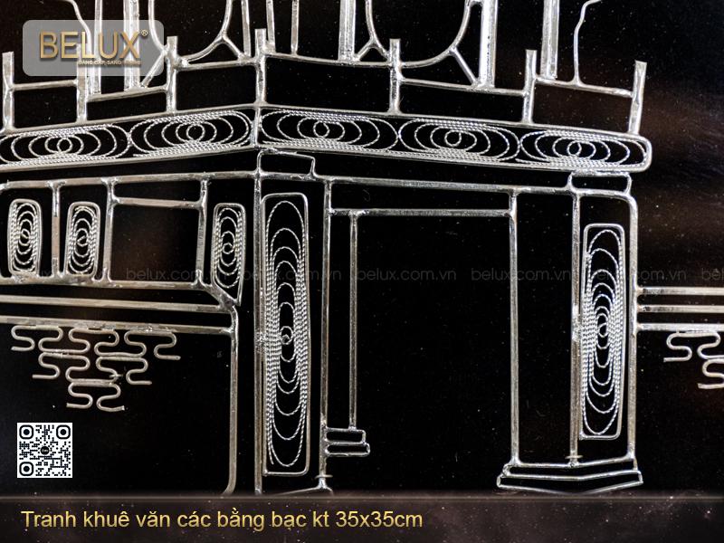 Tranh Khuê Văn Các Bằng Bạc KT 35 X 35cm