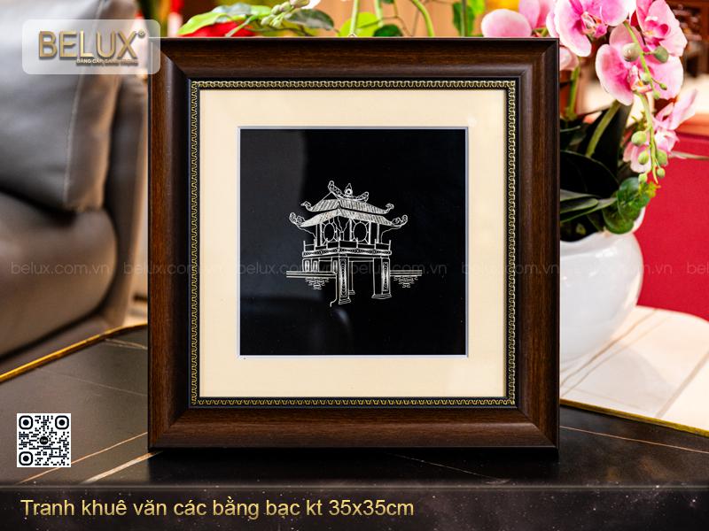 Tranh Khuê Văn Các Bằng Bạc KT 35 X 35cm