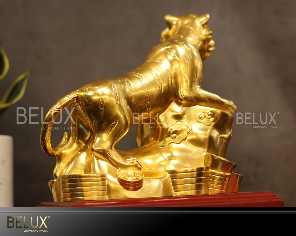 Tượng Hổ Như Ý thếp vàng cao 21cm