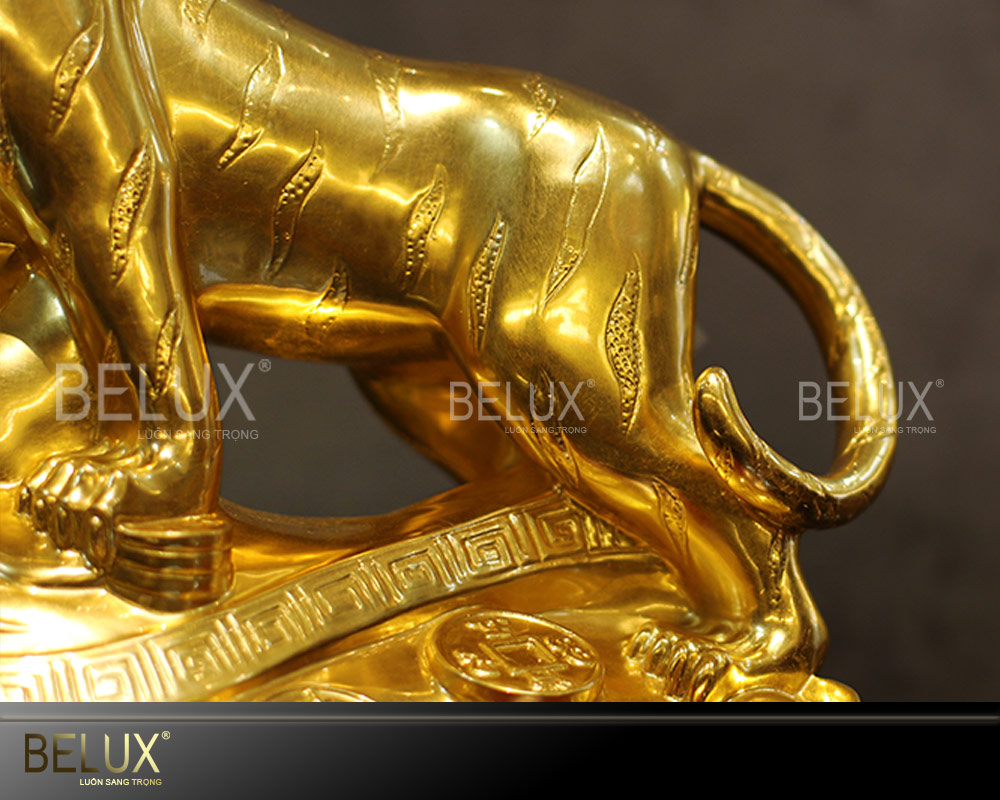 Tượng Hổ Như Ý thếp vàng cao 21cm