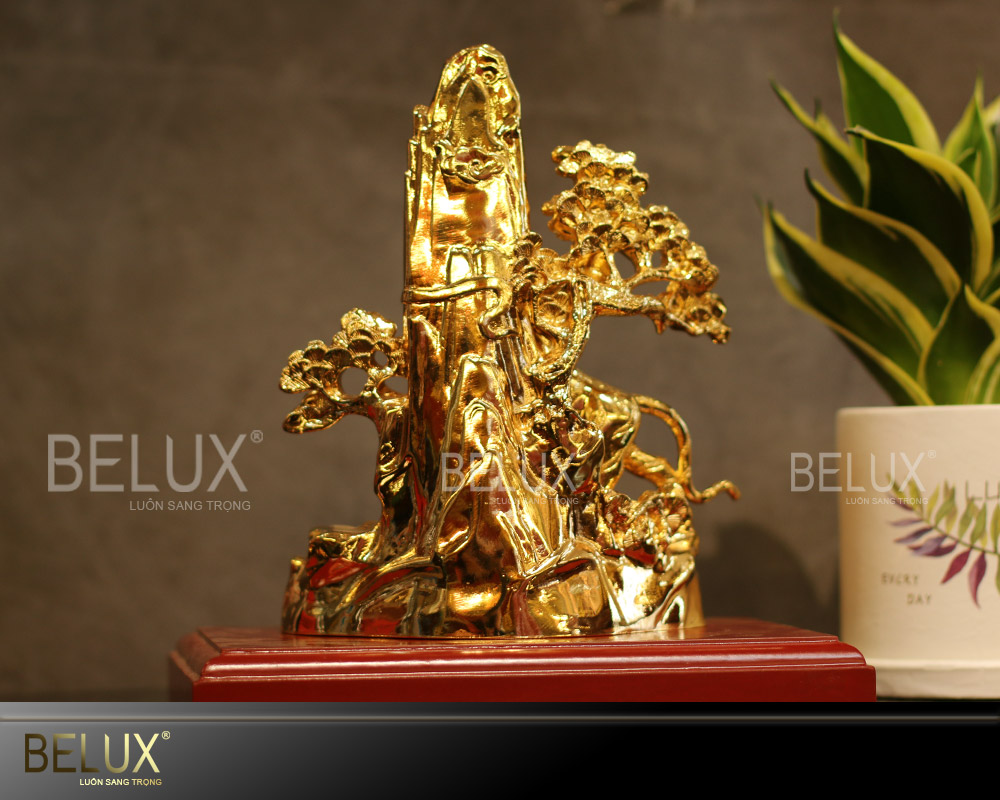 Tượng Hổ Đứng Cây Tùng Mạ Vàng 24k