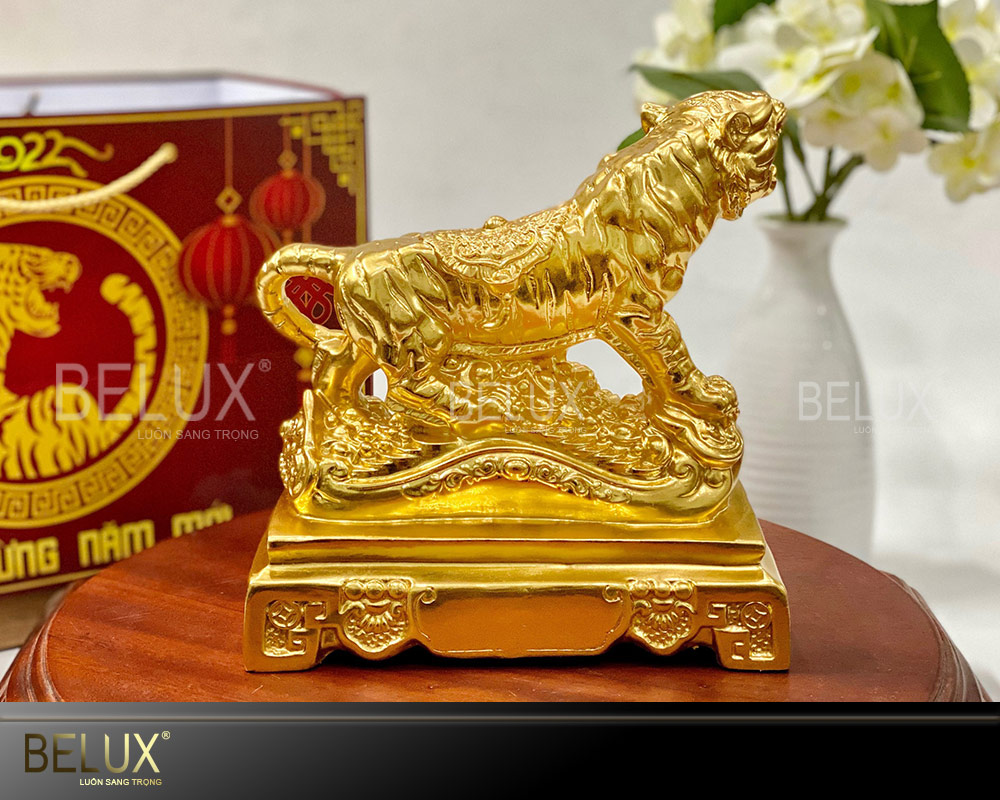 Tượng Hổ thếp vàng cao 23cm