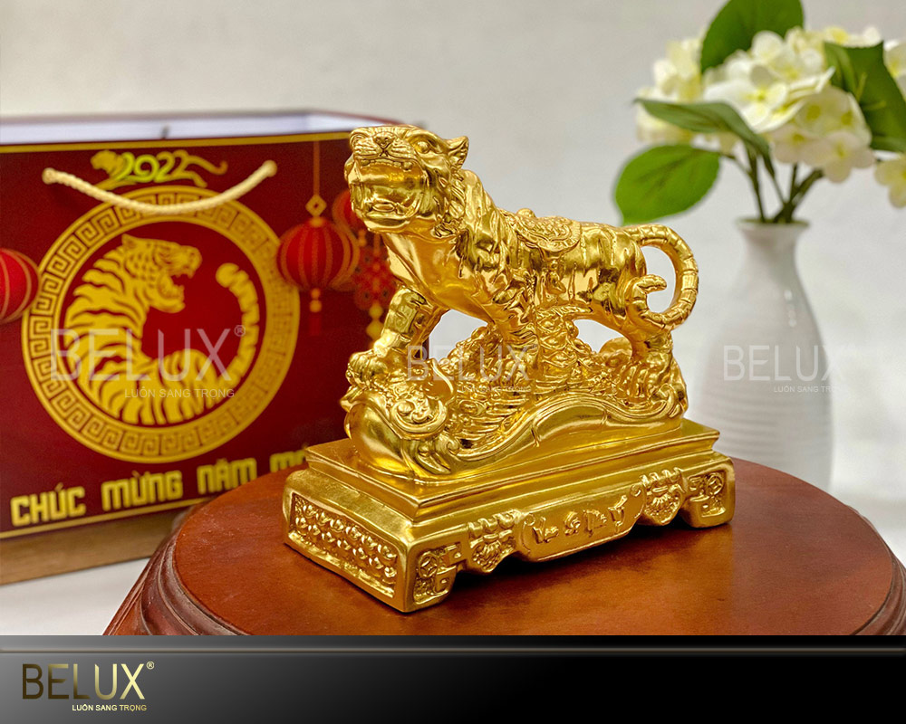 Tượng Hổ thếp vàng cao 23cm