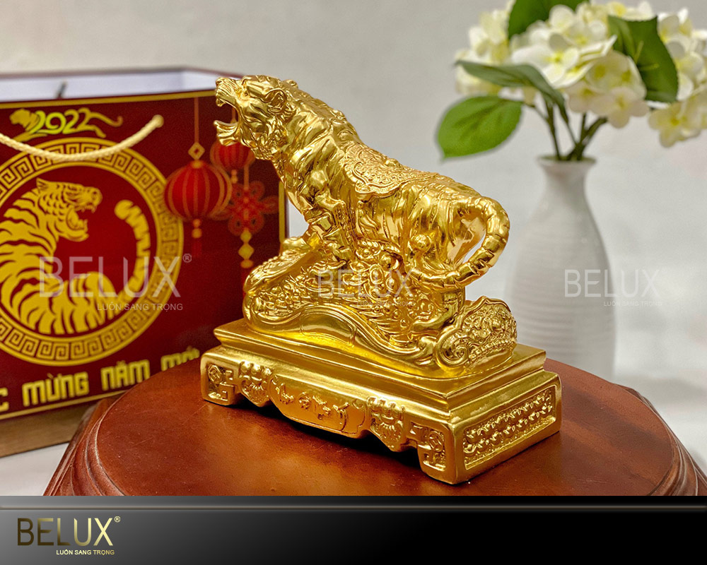 Tượng Hổ thếp vàng cao 23cm