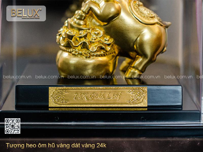 Tượng heo ôm hũ vàng dát vàng 24K