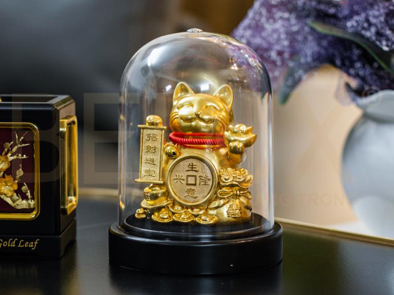 Tượng Mèo Thần Tài dát vàng 24k